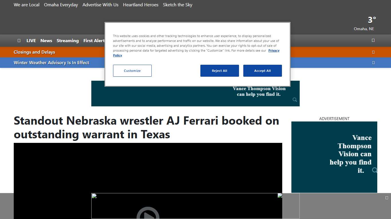 Standout Nebraska wrestler AJ Ferrari booked on outstanding warrant in Texas